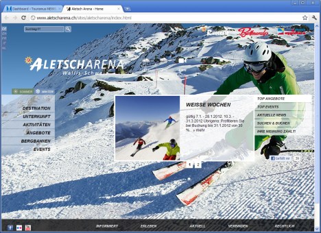 Die Destinationswebseite www.aletscharena.ch präsentiert sich ab sofort in neuem attraktivem Winterkleid.  
