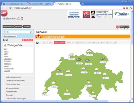 Neues Wetter auf meteonews.ch pünktlich zu Weihnachten